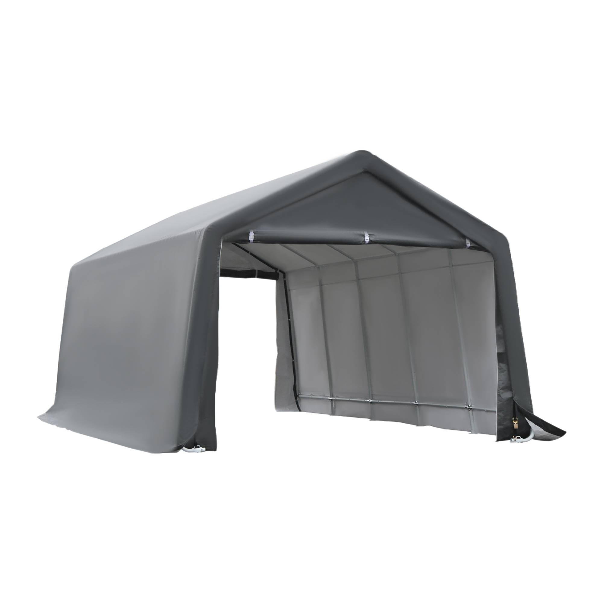 Outsunny - Tente garage carport dim. 6L x 3,6l x 2,75H m acier galvanisé robuste PE haute densité 195 g/m² imperméable anti-UV blanc gris - Outsunny - Imagen 1