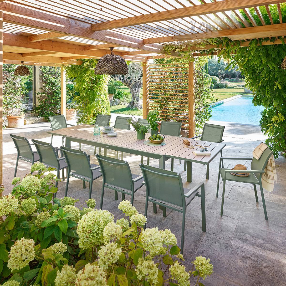 Hesperide - Table de jardin 12 places Evasion extensible beige lin - Hespéride - Image 1