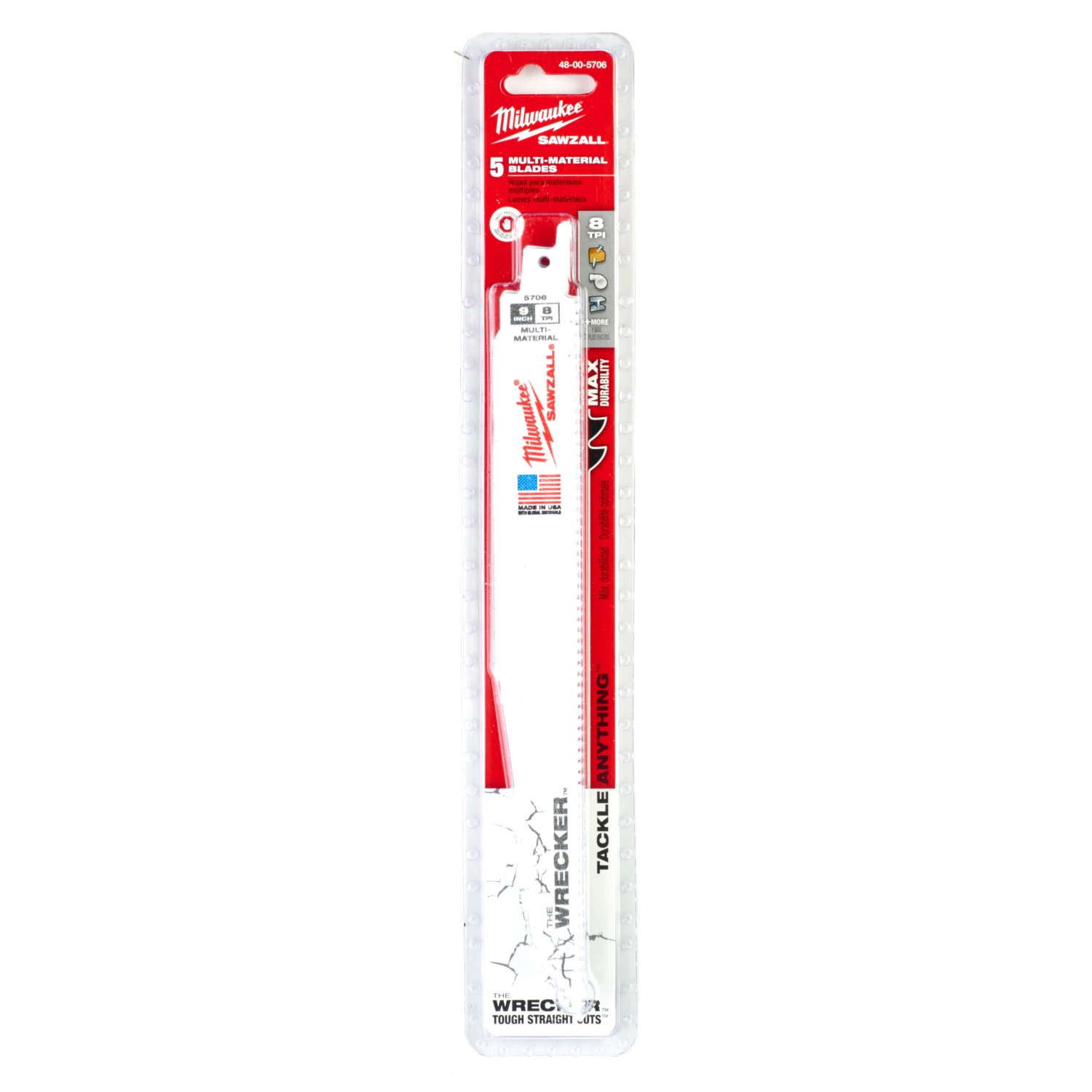 Lame scie sabre WRECKER 230 mm x 7/11 TPI - 5 pièces - MILWAUKEE - 48475706 - Image 7