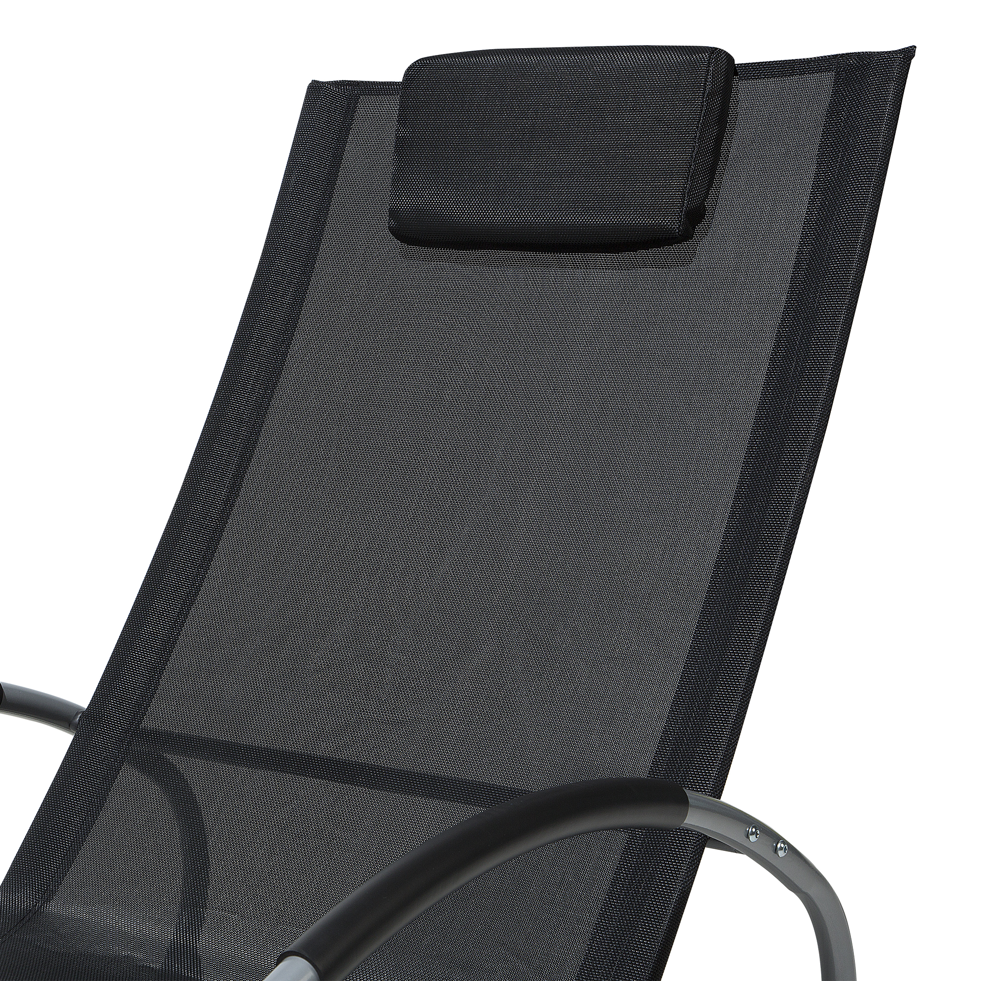 Beliani - Chaise de Jardin Transat à Bascule en Textile Noir et Acier Argenté Matières Résistantes et Durables et Design Moderne Très Confortable Beliani - Imagen 6