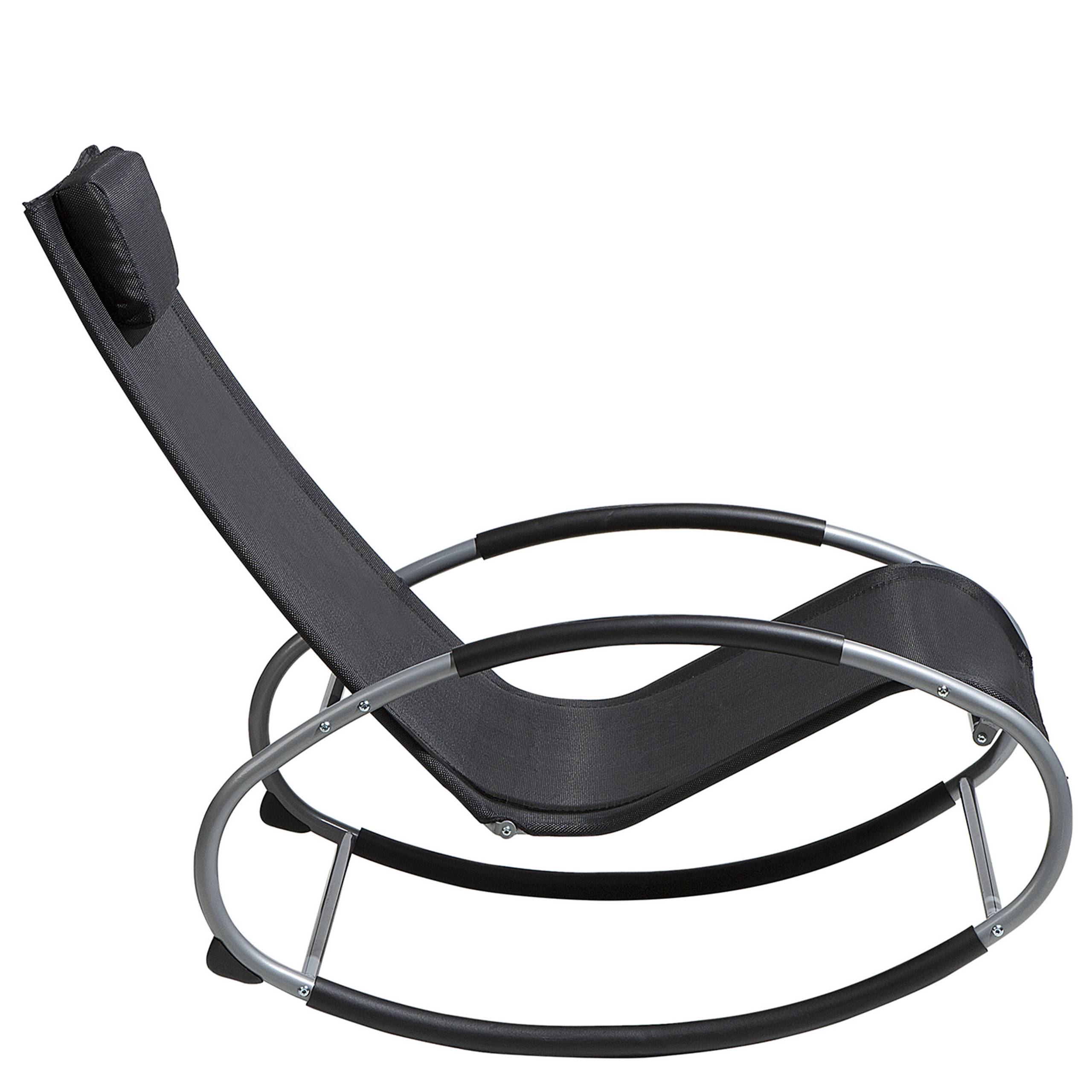 Beliani - Chaise de Jardin Transat à Bascule en Textile Noir et Acier Argenté Matières Résistantes et Durables et Design Moderne Très Confortable Beliani - Imagen 5