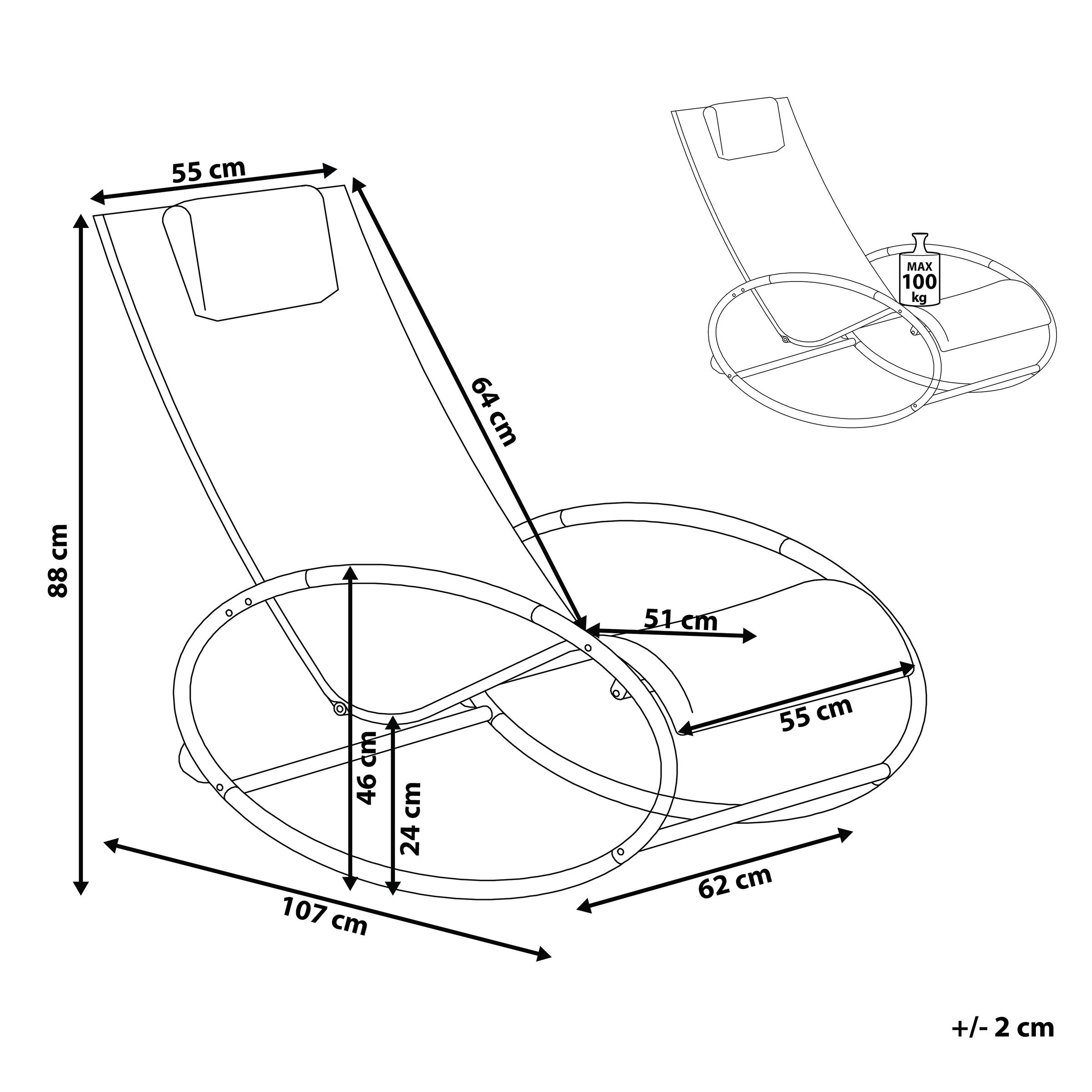Beliani - Chaise de Jardin Transat à Bascule en Textile Noir et Acier Argenté Matières Résistantes et Durables et Design Moderne Très Confortable Beliani - Imagen 3
