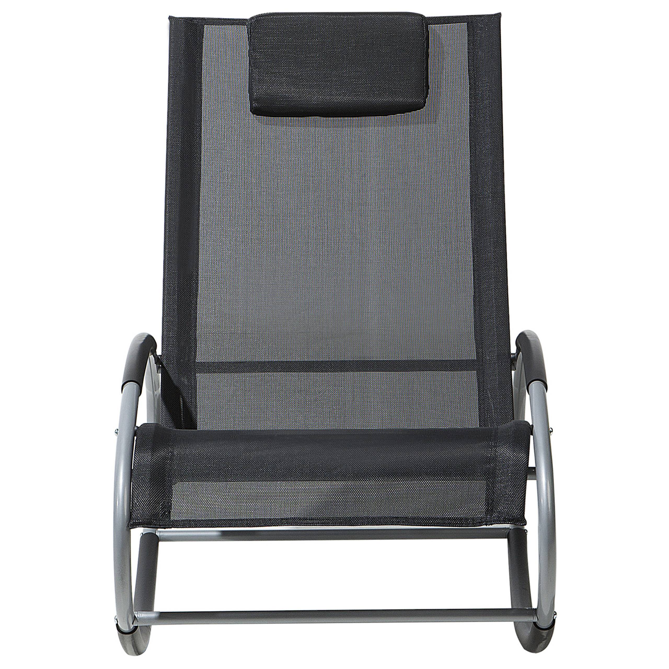 Beliani - Chaise de Jardin Transat à Bascule en Textile Noir et Acier Argenté Matières Résistantes et Durables et Design Moderne Très Confortable Beliani - Imagen 4