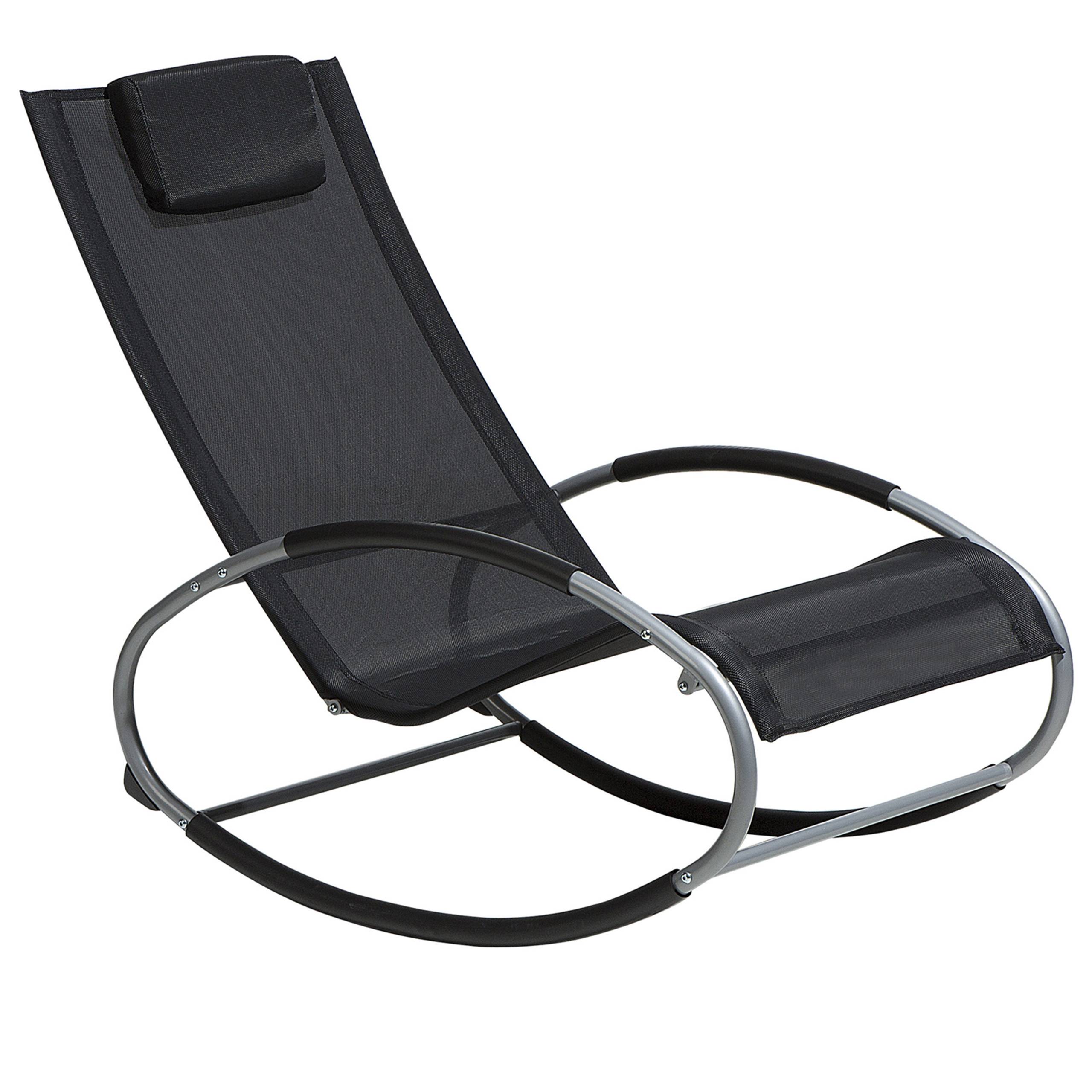 Beliani - Chaise de Jardin Transat à Bascule en Textile Noir et Acier Argenté Matières Résistantes et Durables et Design Moderne Très Confortable Beliani - Imagen 1