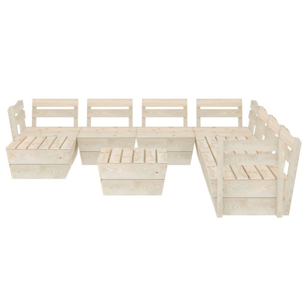 Helloshop26 - Salon de jardin meuble d'extérieur ensemble de mobilier palette 9 pièces bois d'épicéa imprégné - Imagen 2