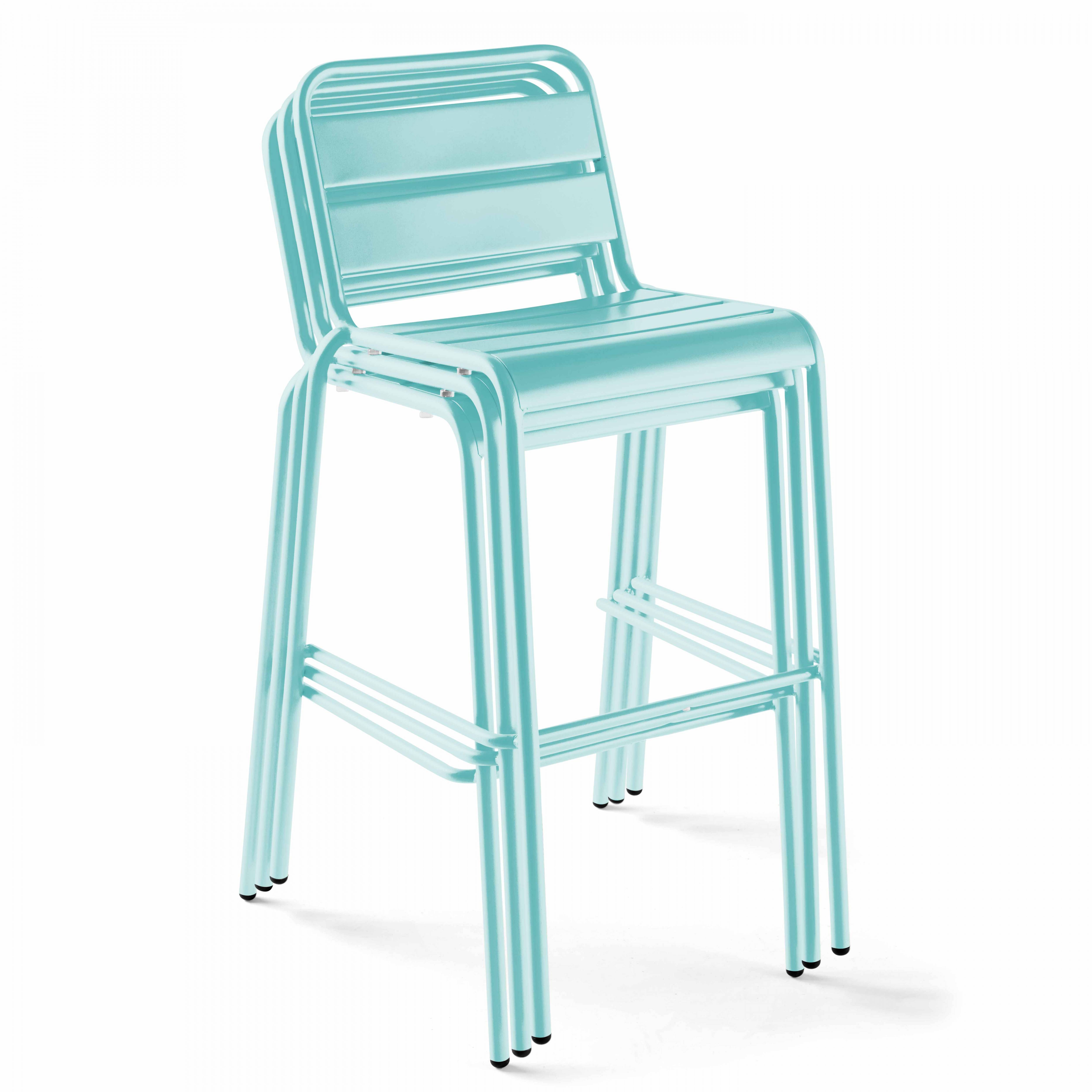 Oviala - Chaise haute de jardin en métal turquoise Palavas - Oviala - Imagen 3