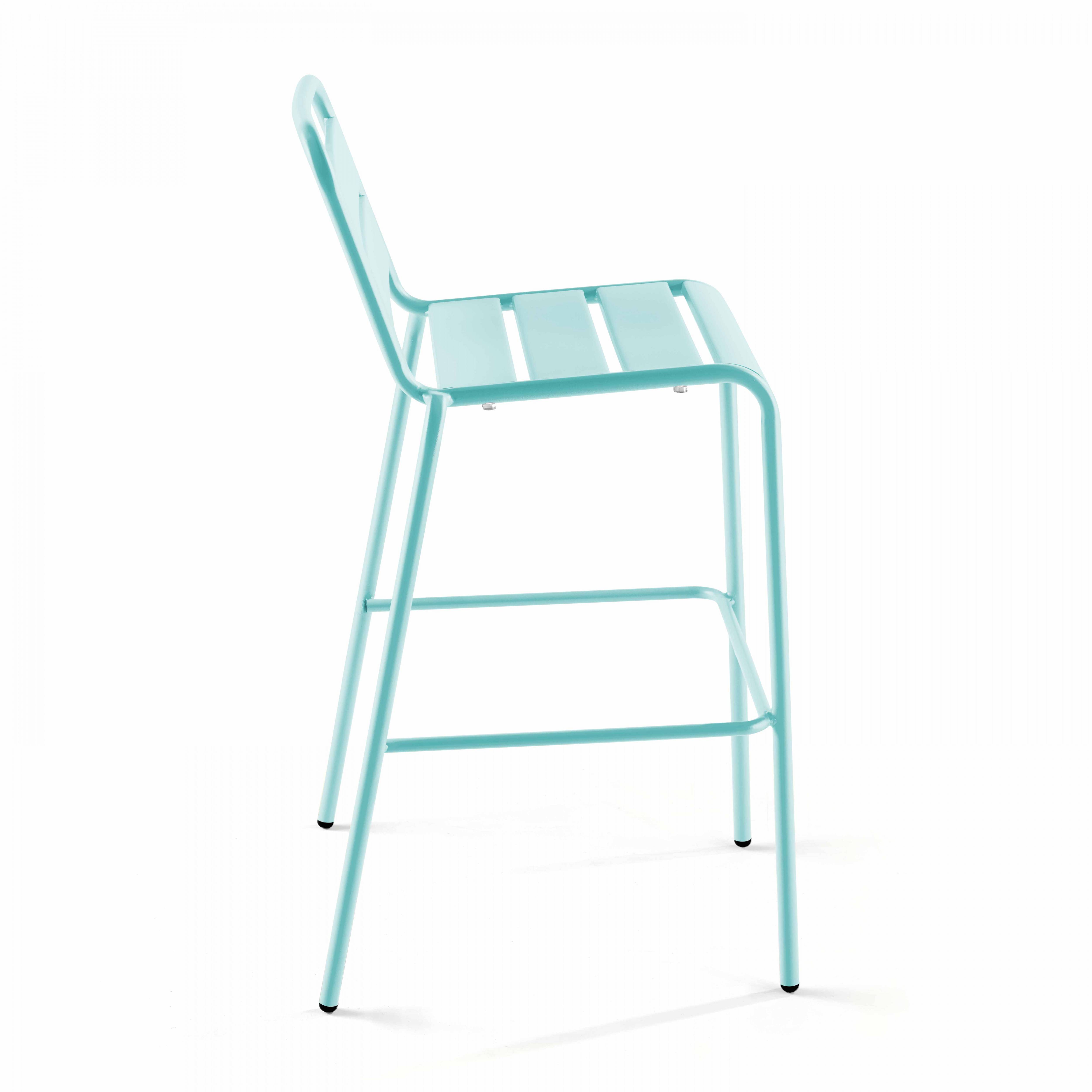 Oviala - Chaise haute de jardin en métal turquoise Palavas - Oviala - Imagen 2