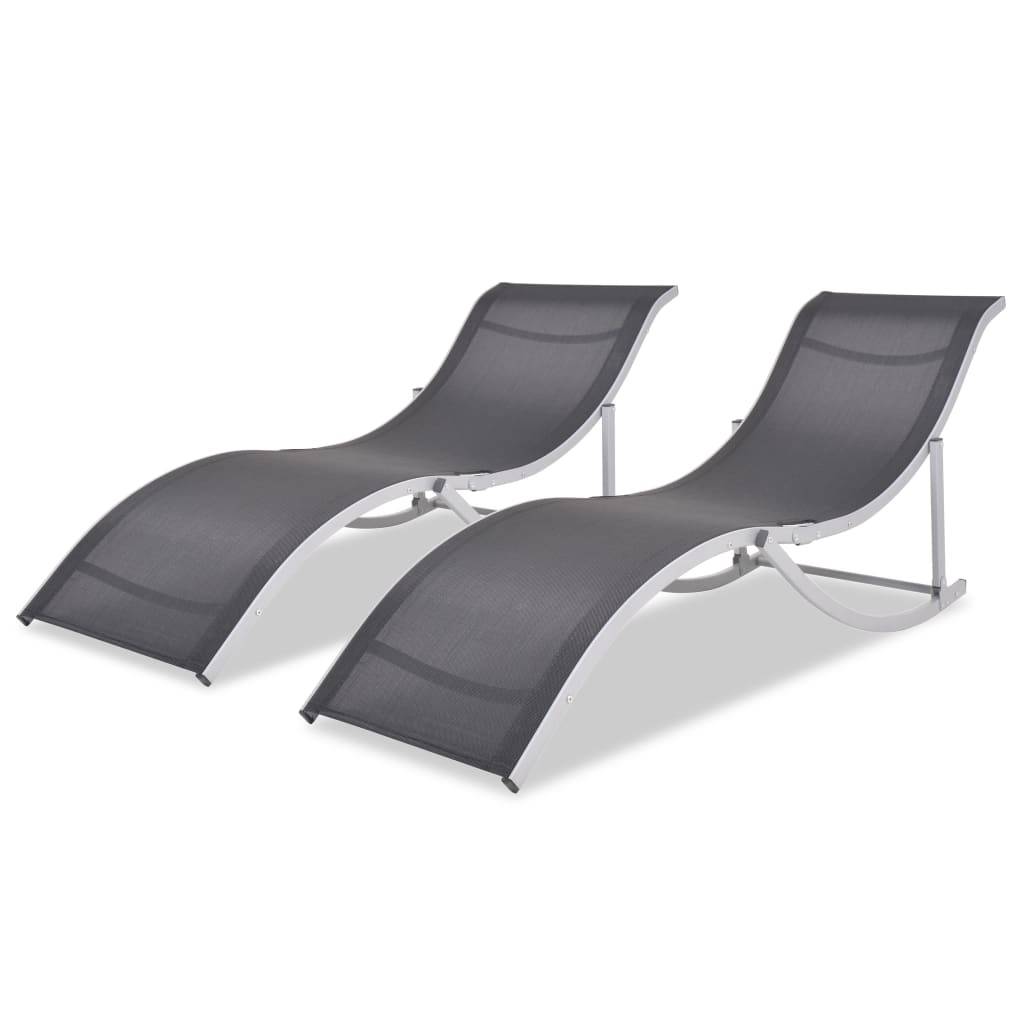 Vidaxl - Chaises longues lot de 2 noir et gris vidaXL 43654 - Imagen 1