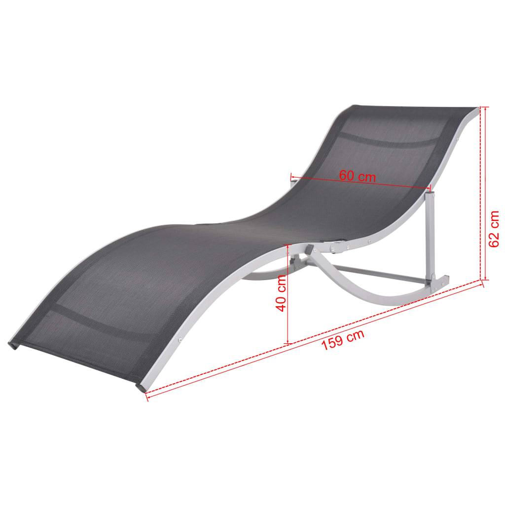Vidaxl - Chaises longues lot de 2 noir et gris vidaXL 43654 - Imagen 7