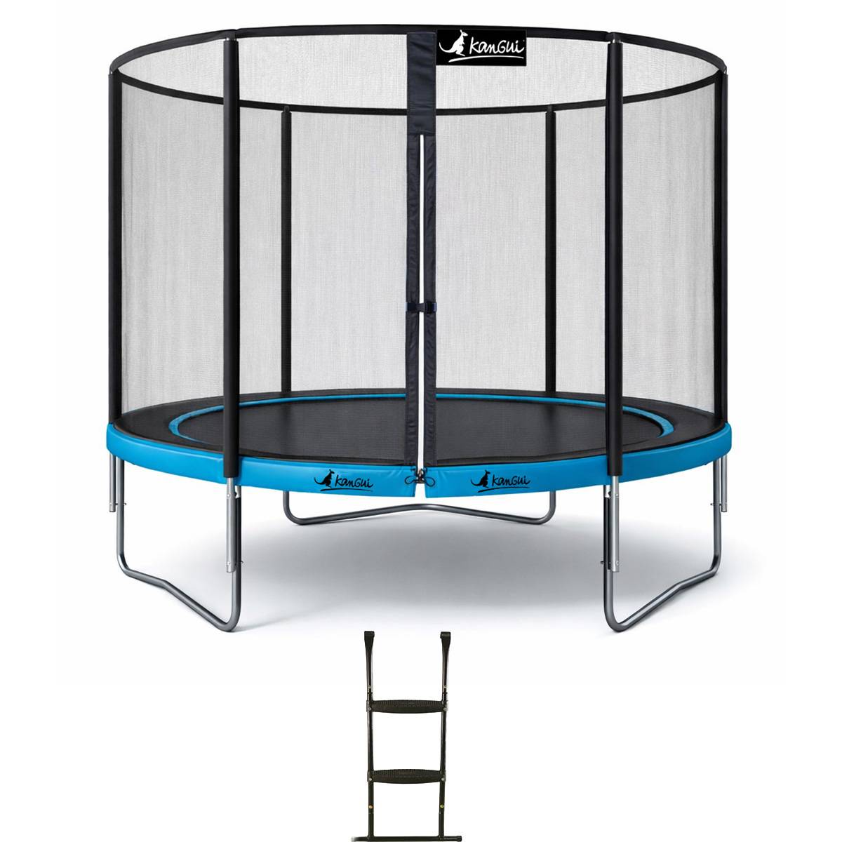 Kangui - Trampoline de jardin Ø 300cm + filet de sécurité + échelle - PUNCHI 300 Bleu Kangui - Image 1