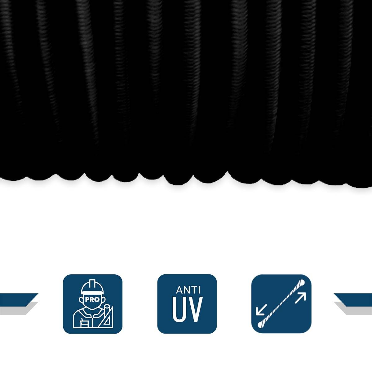 Sandow élastique Noir 100 mètres 9SW - Qualité PRO - Tendeur pour bâche de diamètre 9 mm TECPLAST - Imagen 3