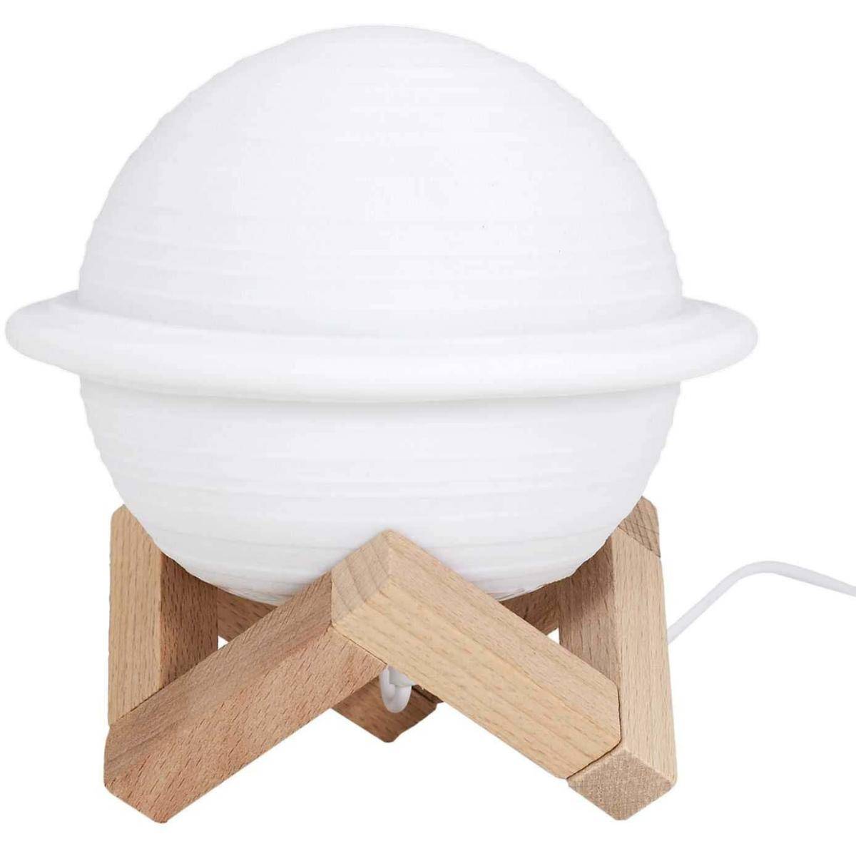The Home Deco Factory - Lampe ronde avec support en bois Saturne - Image 1