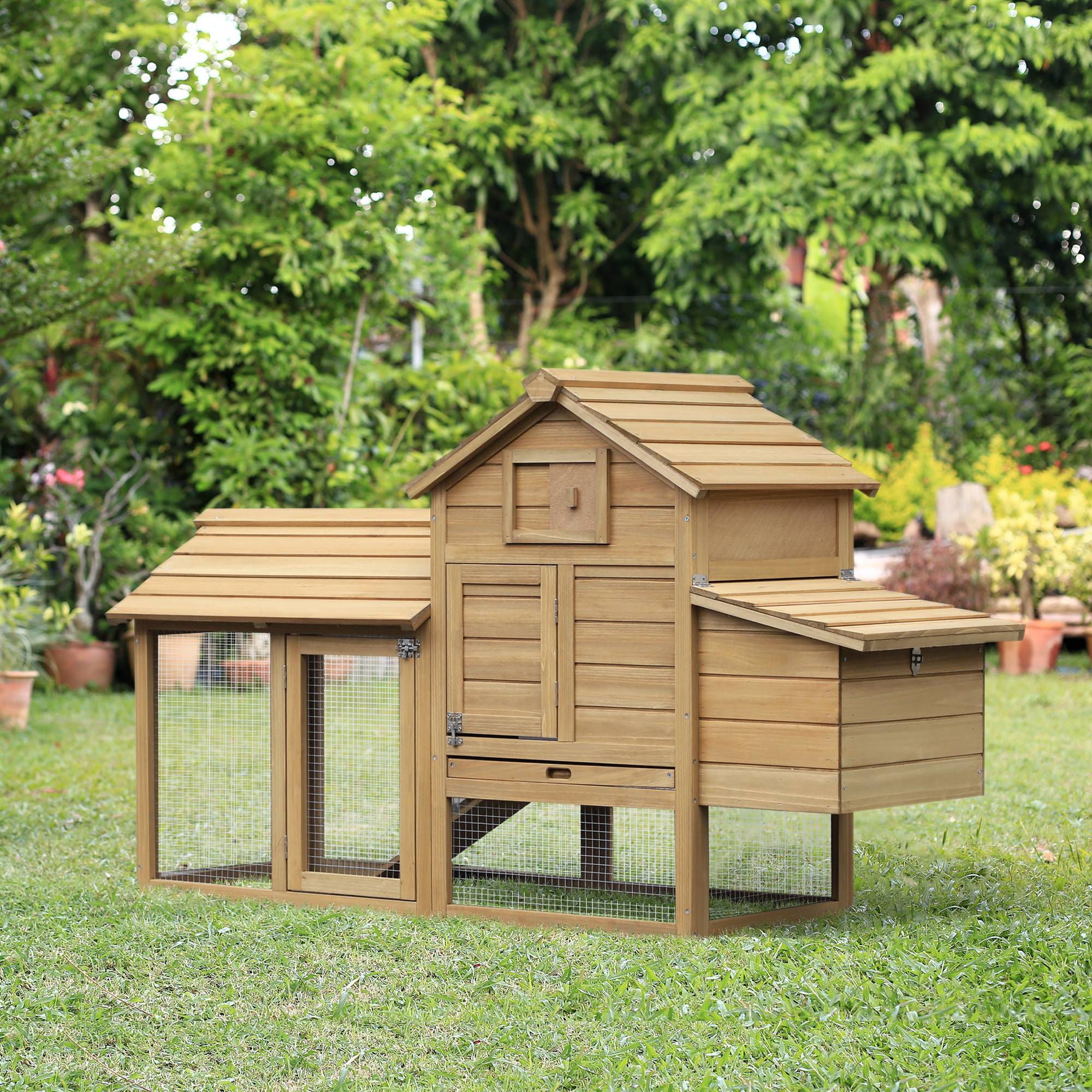 Poulailler bois deux niveaux 151,5 x 54 x 87 cm, 2 portes, pondoir, toit étanche, rampe, jardin, aspect naturel - Image 3