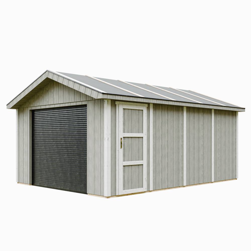 Timbela - Garage Qualité Premium 17 m² / L378xl530 cm- garage pour auto, moto, vélos, machines de jardinage - Abri de jardin - Timbela M991B-TUNDRA GREY - Image 1