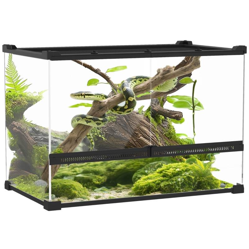 ComfortXL - Terrarium Verre Reptiles Base Étanche Aération 50x30x35cm Noir - ComfortXL Pet Living - Image 3