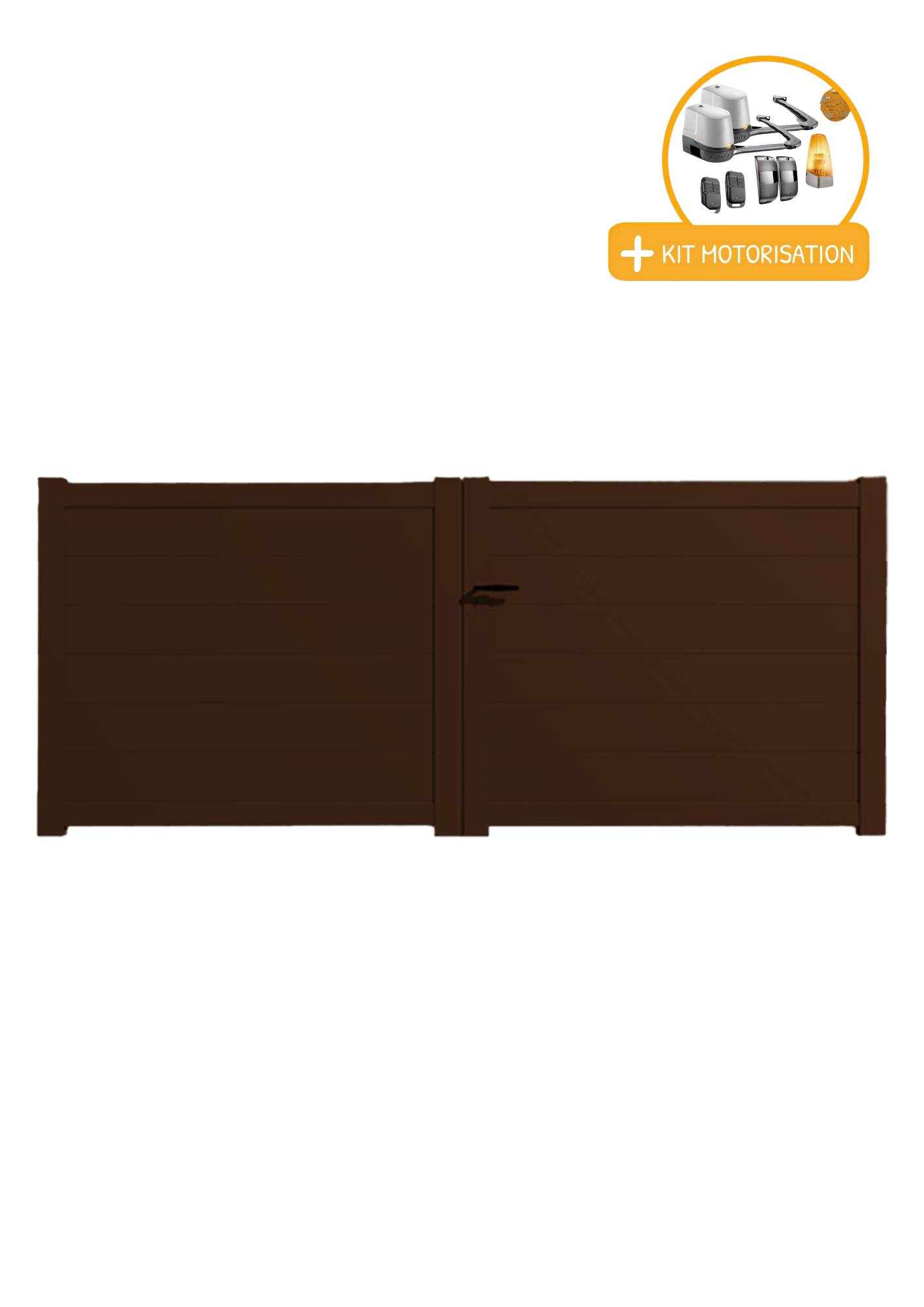 Portail Packit - Portail alu battant plein en kit +MOT dim. L.4000 (entre piliers ) X H.1700 mmMOT LOCKYVIA (à bras)  Marron (RAL 1247)