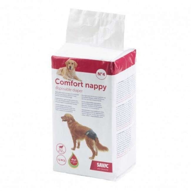 Savic - Couche jetable noire pour incontinence Comfort Nappy Savic pour chien Taille 6 Paquet de 12 couches
