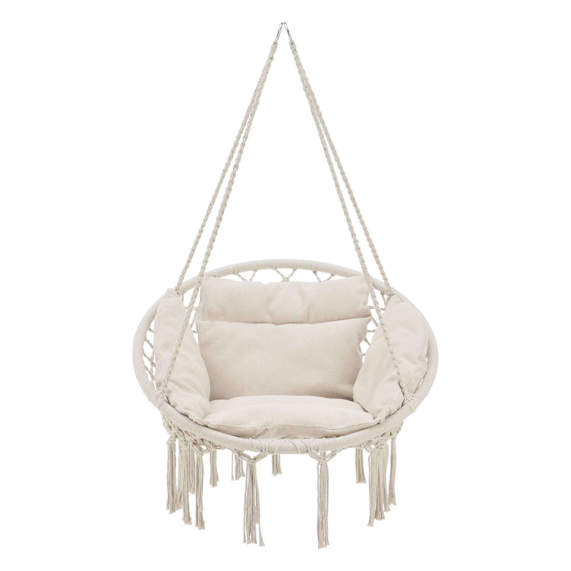 Casa.Pro - Siège Rond avec Coussin Hamac Kailua avec 4 Cordes d'attache Crème [casa.pro] - Imagen 2