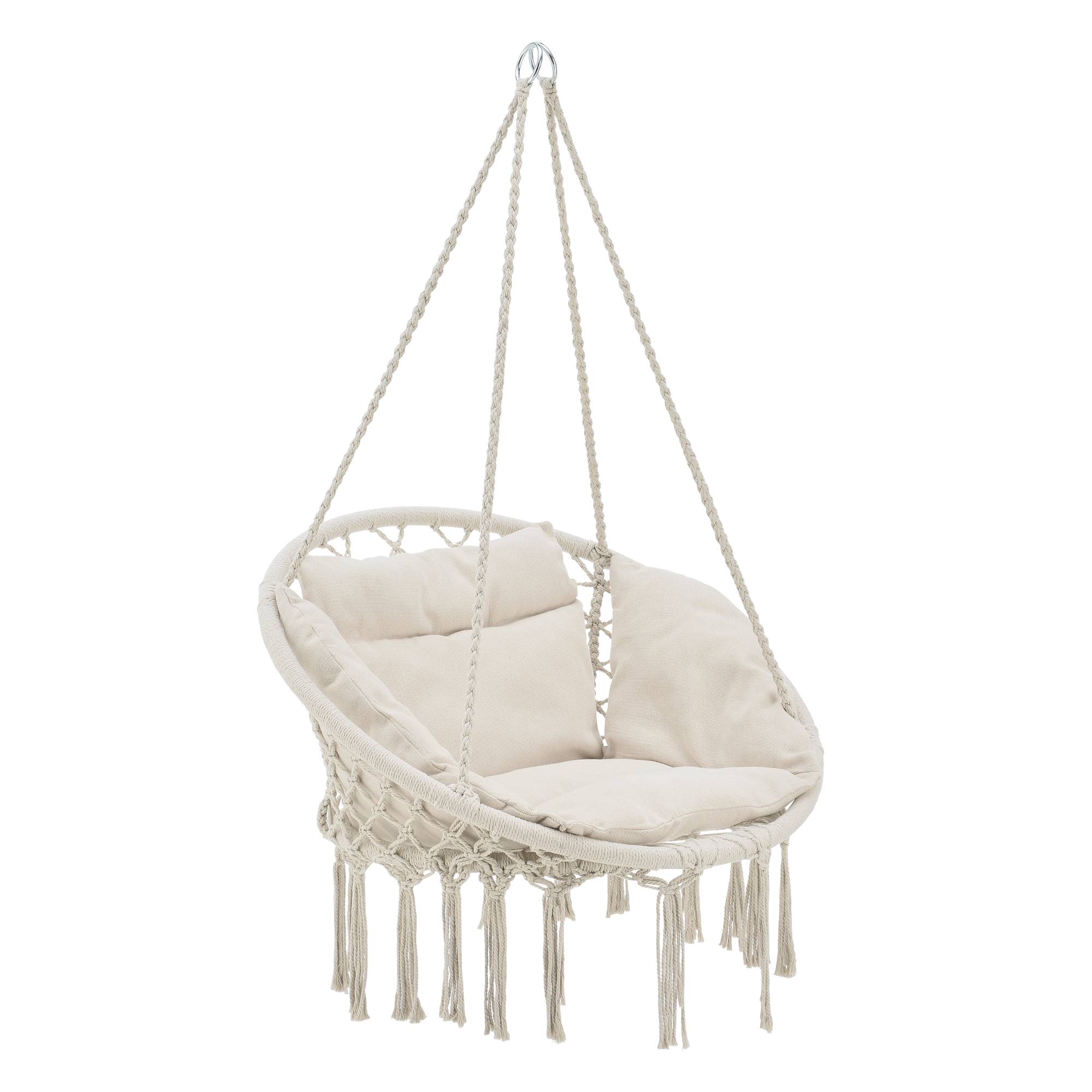 Casa.Pro - Siège Rond avec Coussin Hamac Kailua avec 4 Cordes d'attache Crème [casa.pro] - Imagen 1