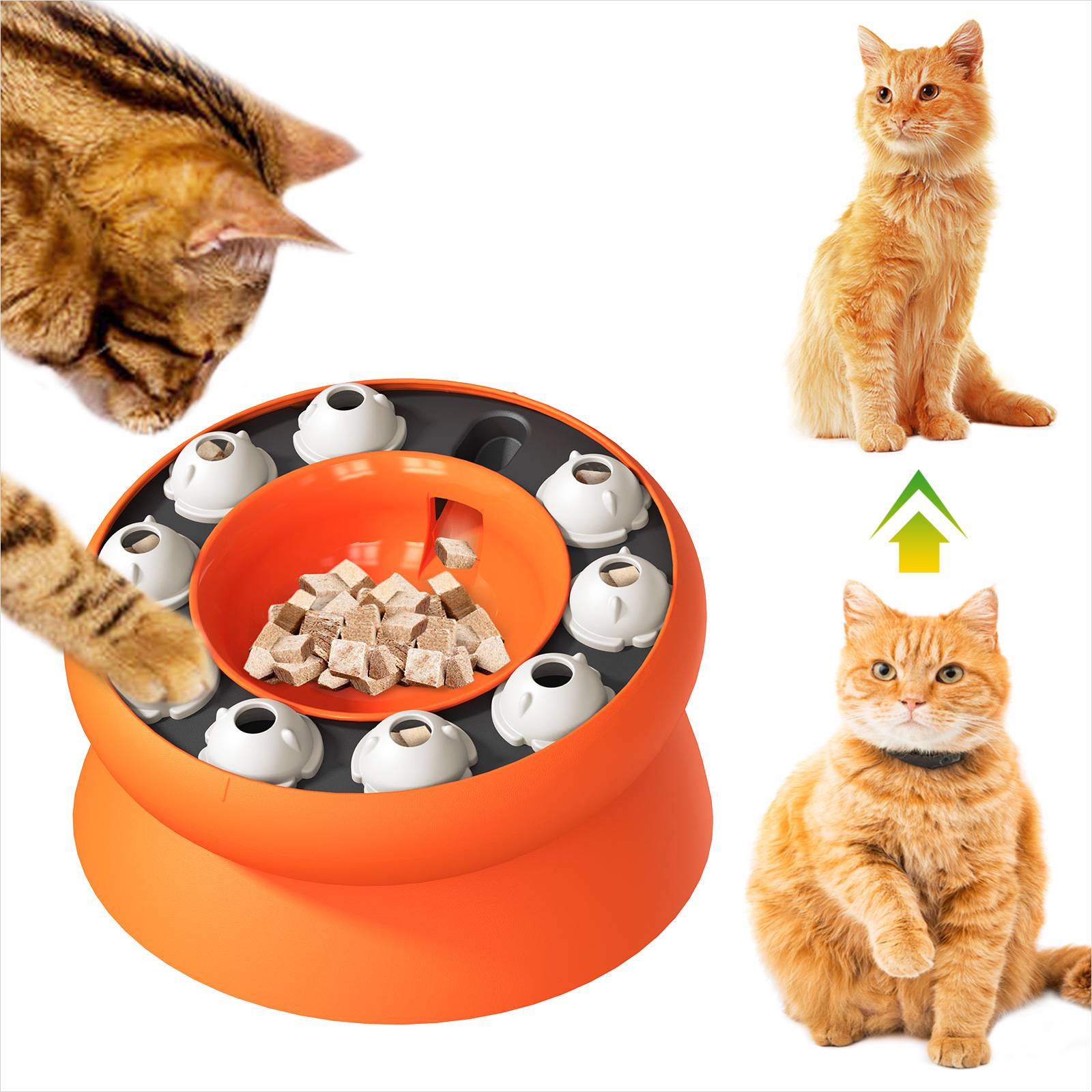 DtopbuyAge - Gamelle pour chat - Surélevée avec support, jouet puzzle interactif - Image 1