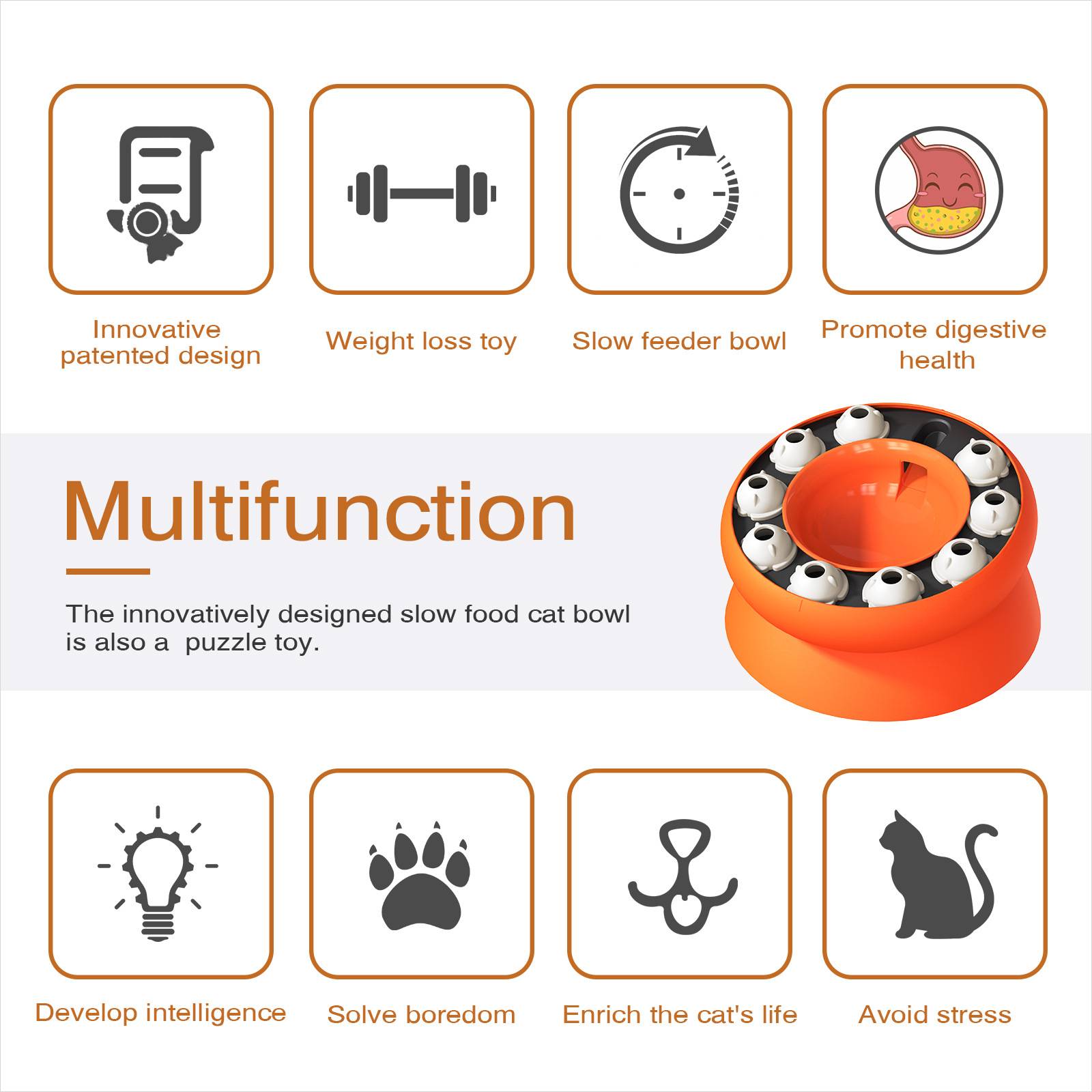 DtopbuyAge - Gamelle pour chat - Surélevée avec support, jouet puzzle interactif - Image 6