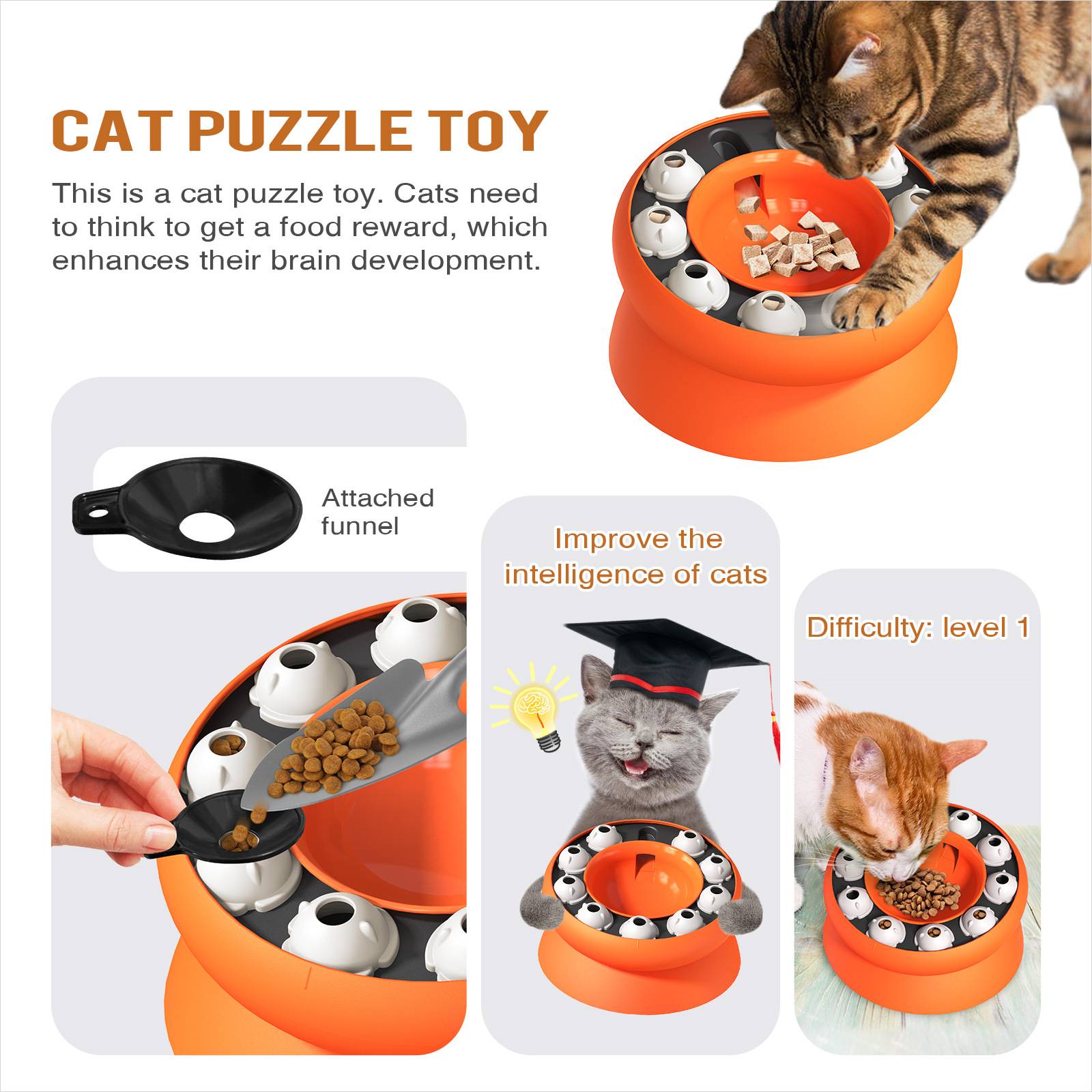 DtopbuyAge - Gamelle pour chat - Surélevée avec support, jouet puzzle interactif - Image 4