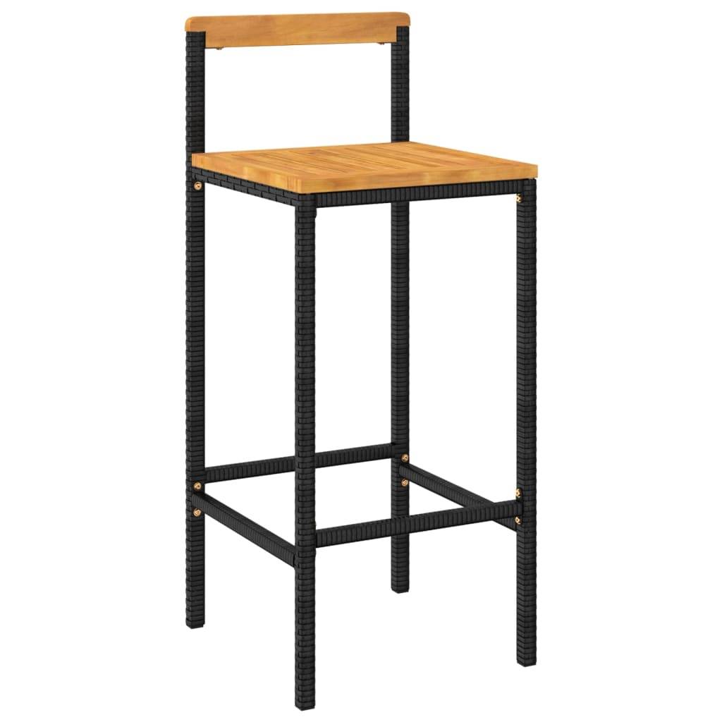Helloshop26 - Ensemble de bar de jardin meuble extérieur terrasse 7 pièces noir poly rotin/bois massif acacia - Imagen 2