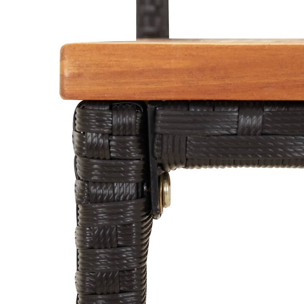 Helloshop26 - Ensemble de bar de jardin meuble extérieur terrasse 7 pièces noir poly rotin/bois massif acacia - Imagen 4