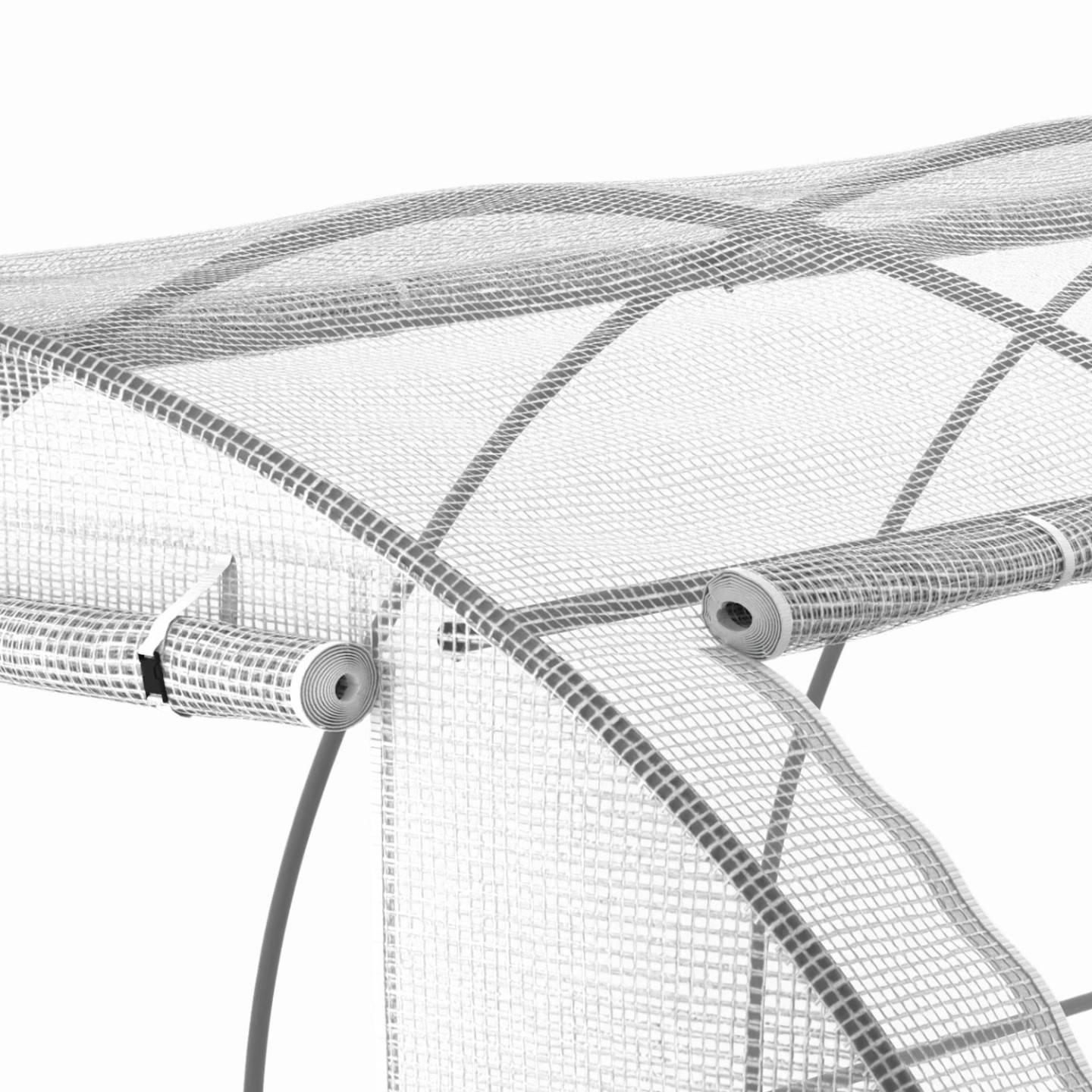 IDMARKET - Serre de jardin tunnel 24m² 8 x 3 x 2 m acier galvanisé + bâche anti-UV avec porte et fenêtres DES ANDES blanche toutes saisons - Image 6