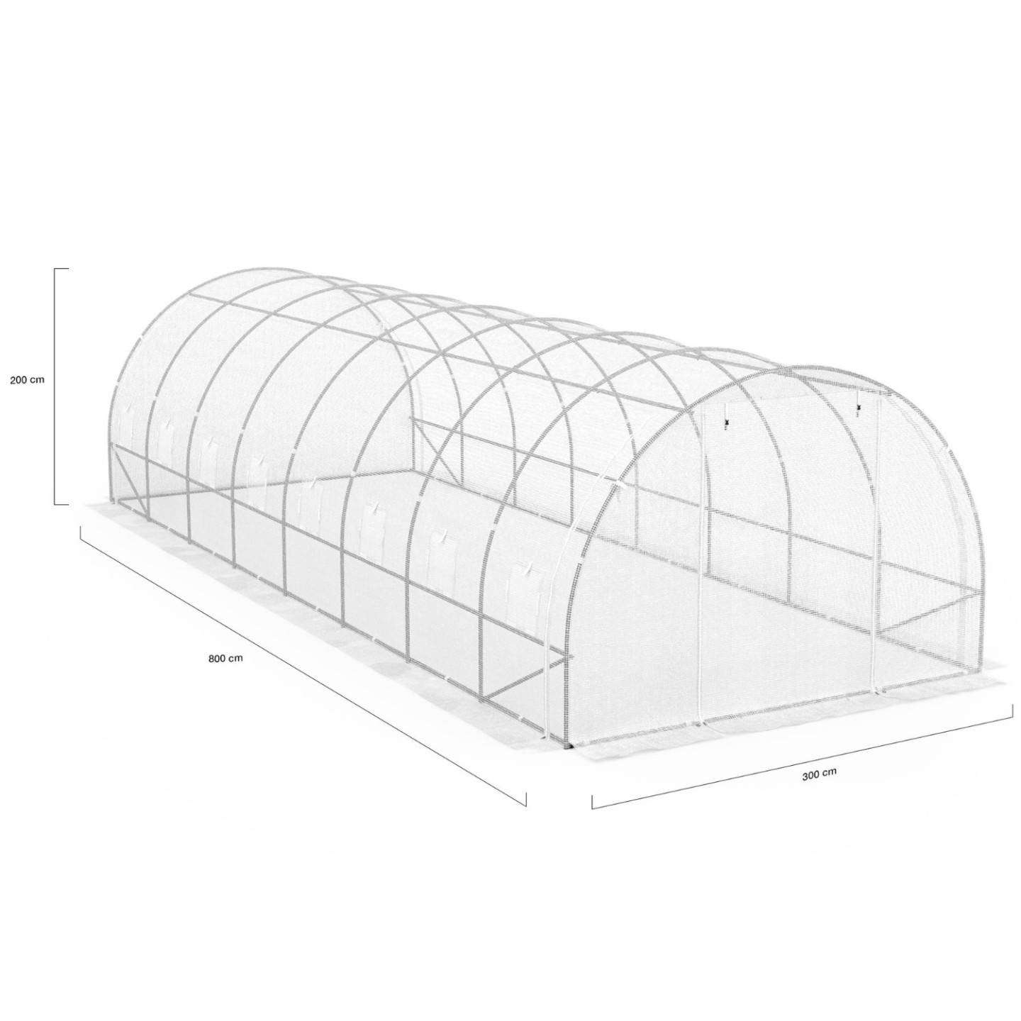 IDMARKET - Serre de jardin tunnel 24m² 8 x 3 x 2 m acier galvanisé + bâche anti-UV avec porte et fenêtres DES ANDES blanche toutes saisons - Image 5