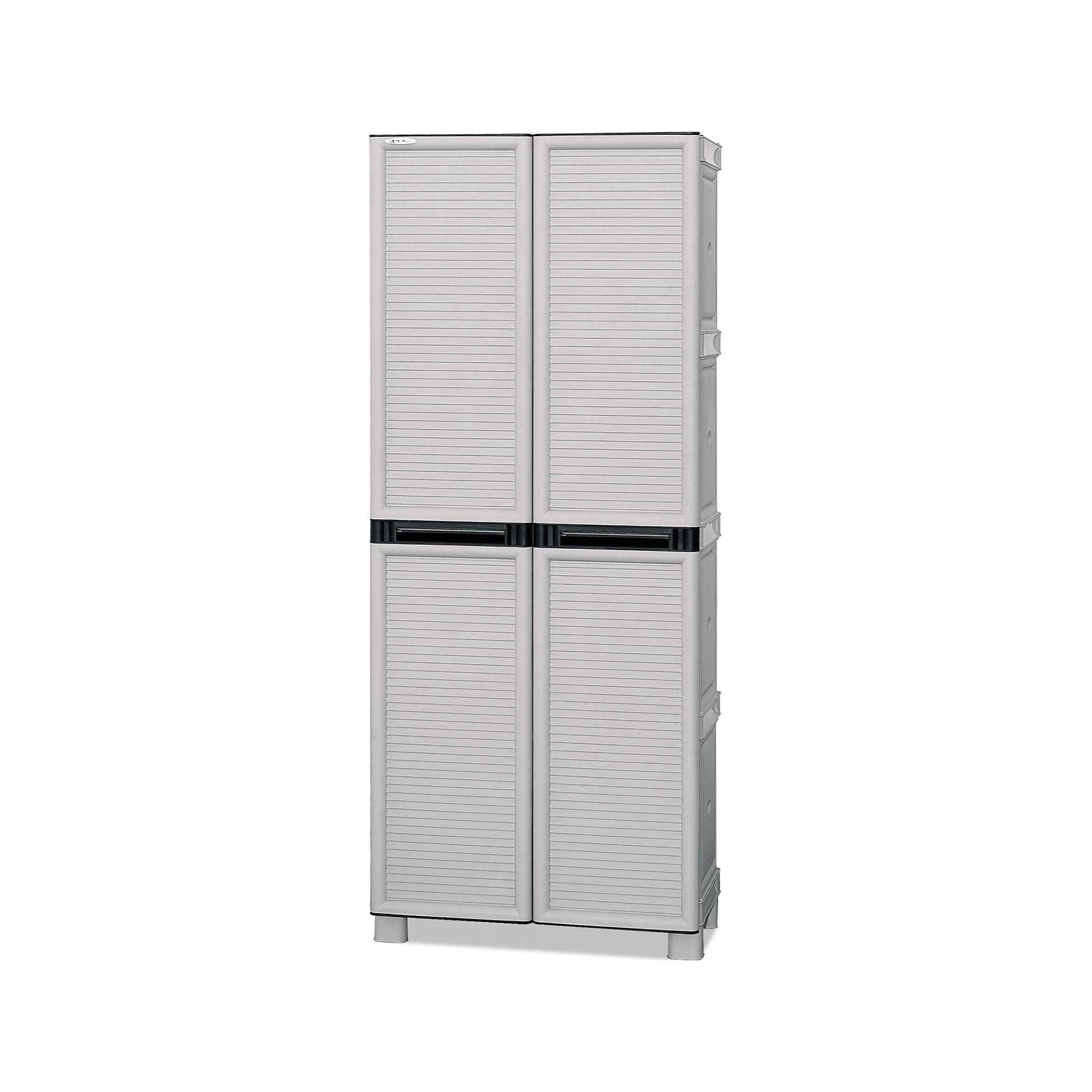 Dmora - Armoire d'extérieur Liège, Mobilier d'extérieur, Armoire de buanderie polyvalente, 100% Made in Italy, Gris clair, 70x39h172 cm - Dmora - Imagen 1