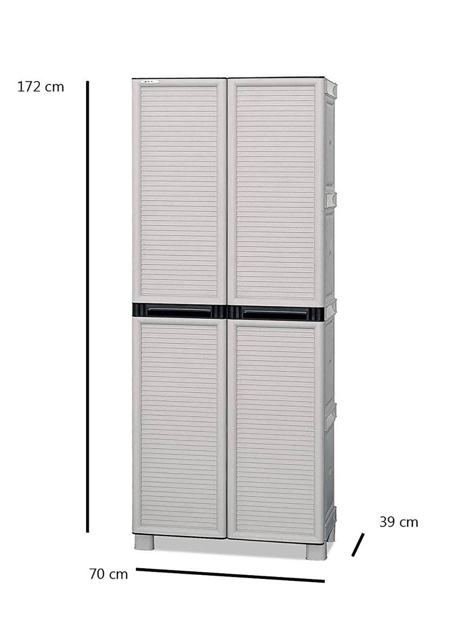 Dmora - Armoire d'extérieur Liège, Mobilier d'extérieur, Armoire de buanderie polyvalente, 100% Made in Italy, Gris clair, 70x39h172 cm - Dmora - Imagen 3