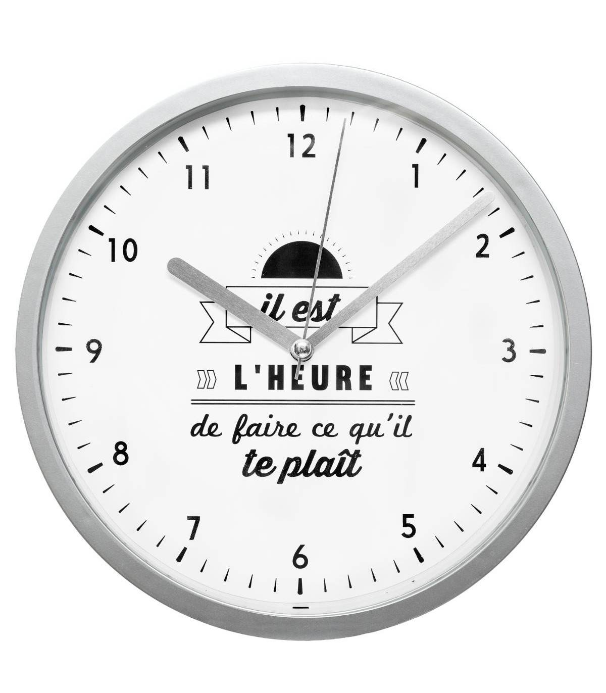 Pendule murale en pvc  avec citation  D 22.4 cm