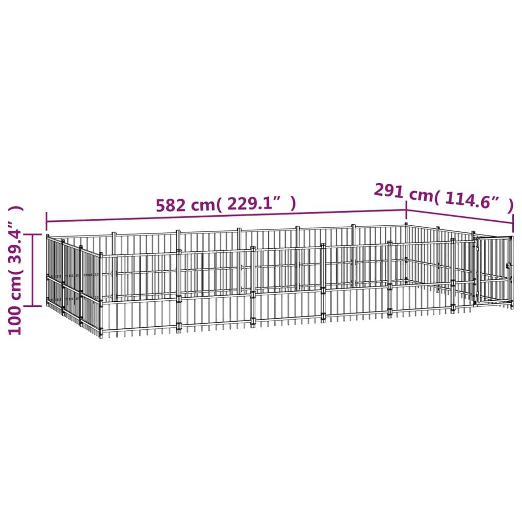 Vidaxl - Chenil d'extérieur pour chiens Acier 16,94 m² vidaXL 3124619 - Imagen 7
