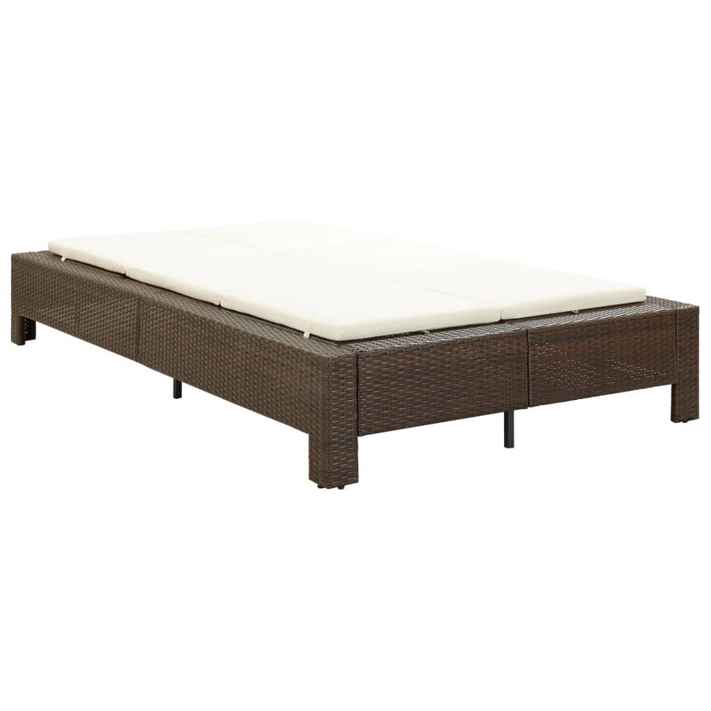 Transat | Bain de soleil | Chaise longue à 2 places avec coussin Marron Résine tressée