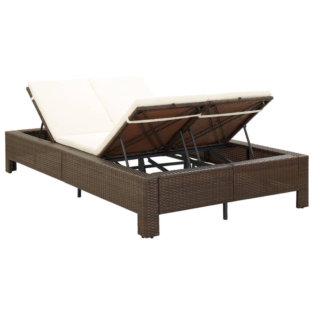 Transat | Bain de soleil | Chaise longue à 2 places avec coussin Marron Résine tressée - Image 3