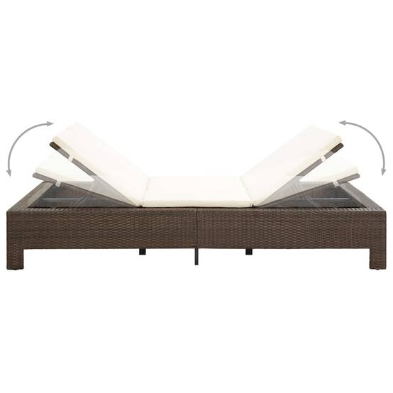 Transat | Bain de soleil | Chaise longue à 2 places avec coussin Marron Résine tressée - Image 5