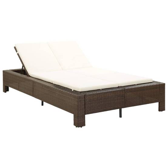 Transat | Bain de soleil | Chaise longue à 2 places avec coussin Marron Résine tressée - Image 2