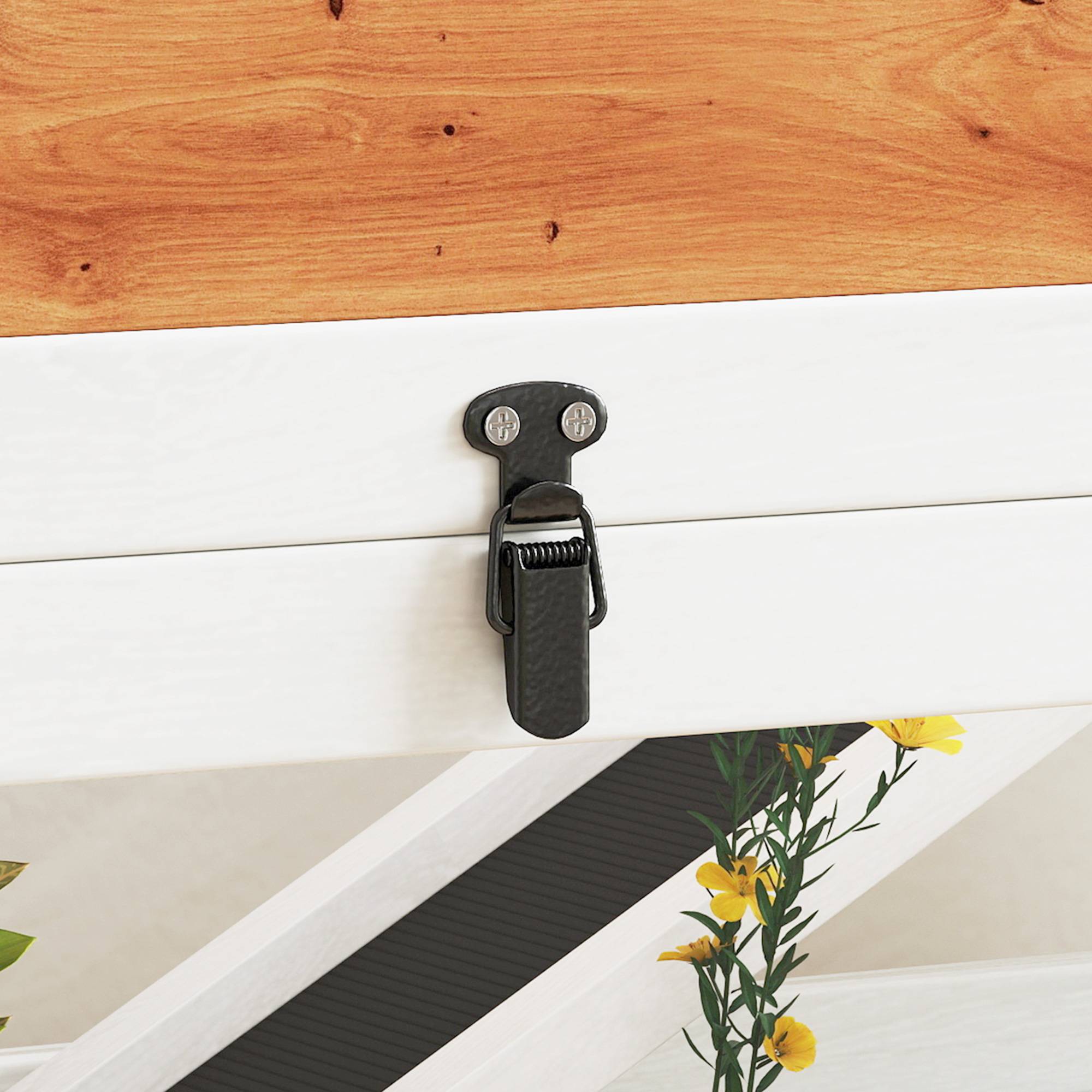 ComfortXL - Enclos tortue bois de sapin et acier orange 2 niveaux pour intérieur extérieur avec support de lampe réglable - Image 9