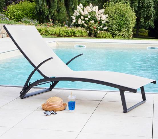 Lot de 2 transats de jardin en aluminium lin POLENCA - Imagen 1
