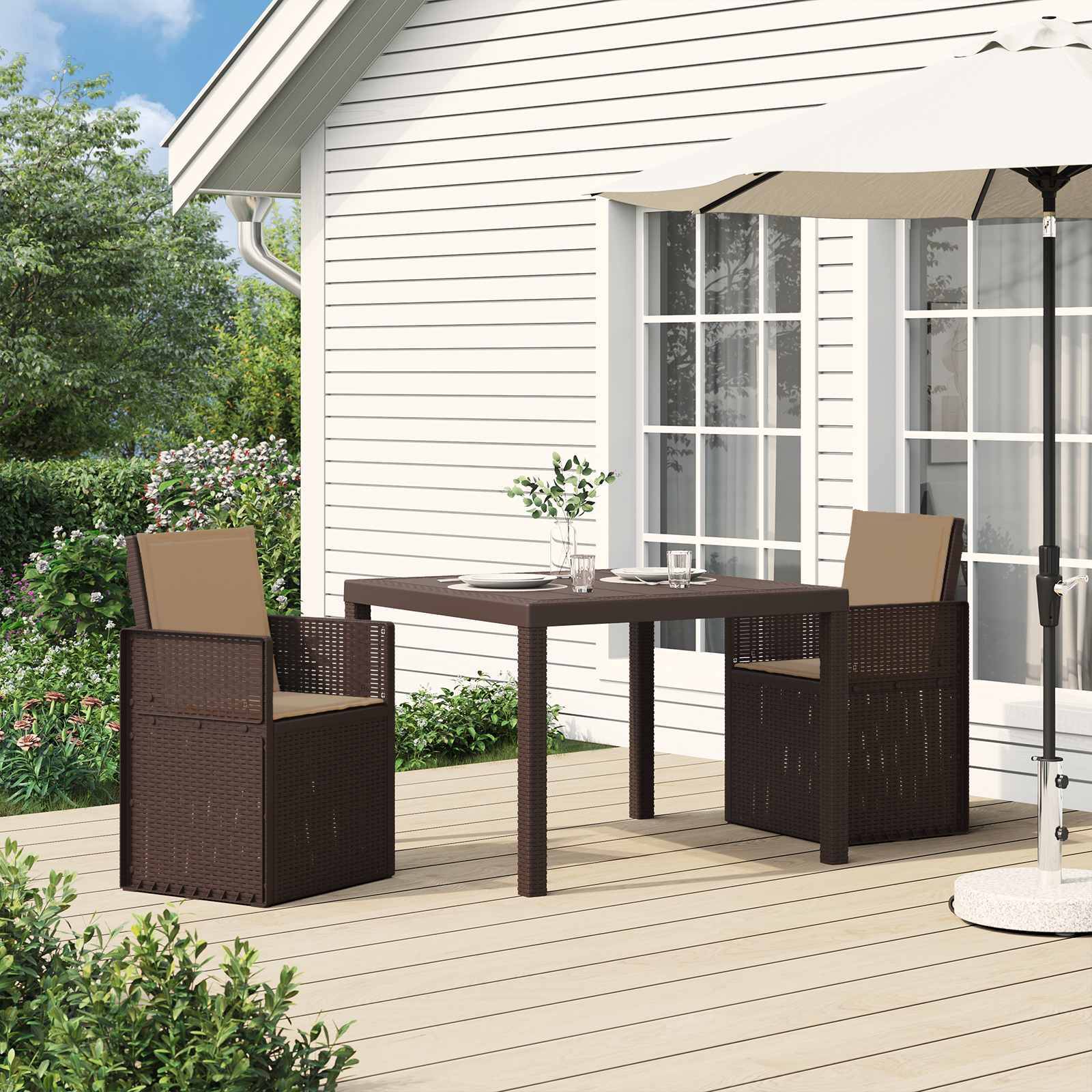 Chaises de jardin polypropylène marron et taupe 53 x 47 x 88.5 cm - PANGIVO