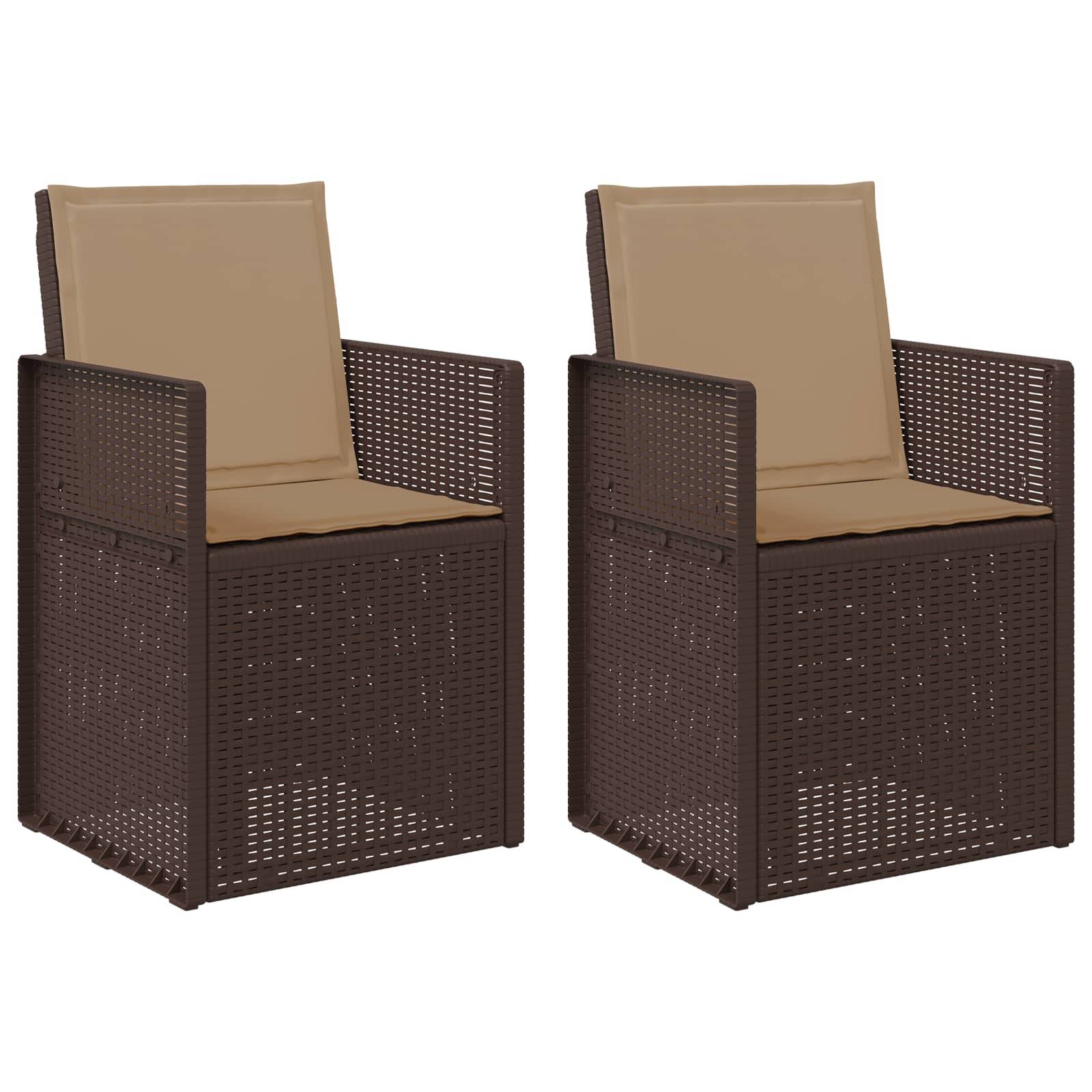 Chaises de jardin polypropylène marron et taupe 53 x 47 x 88.5 cm - PANGIVO - Image 2