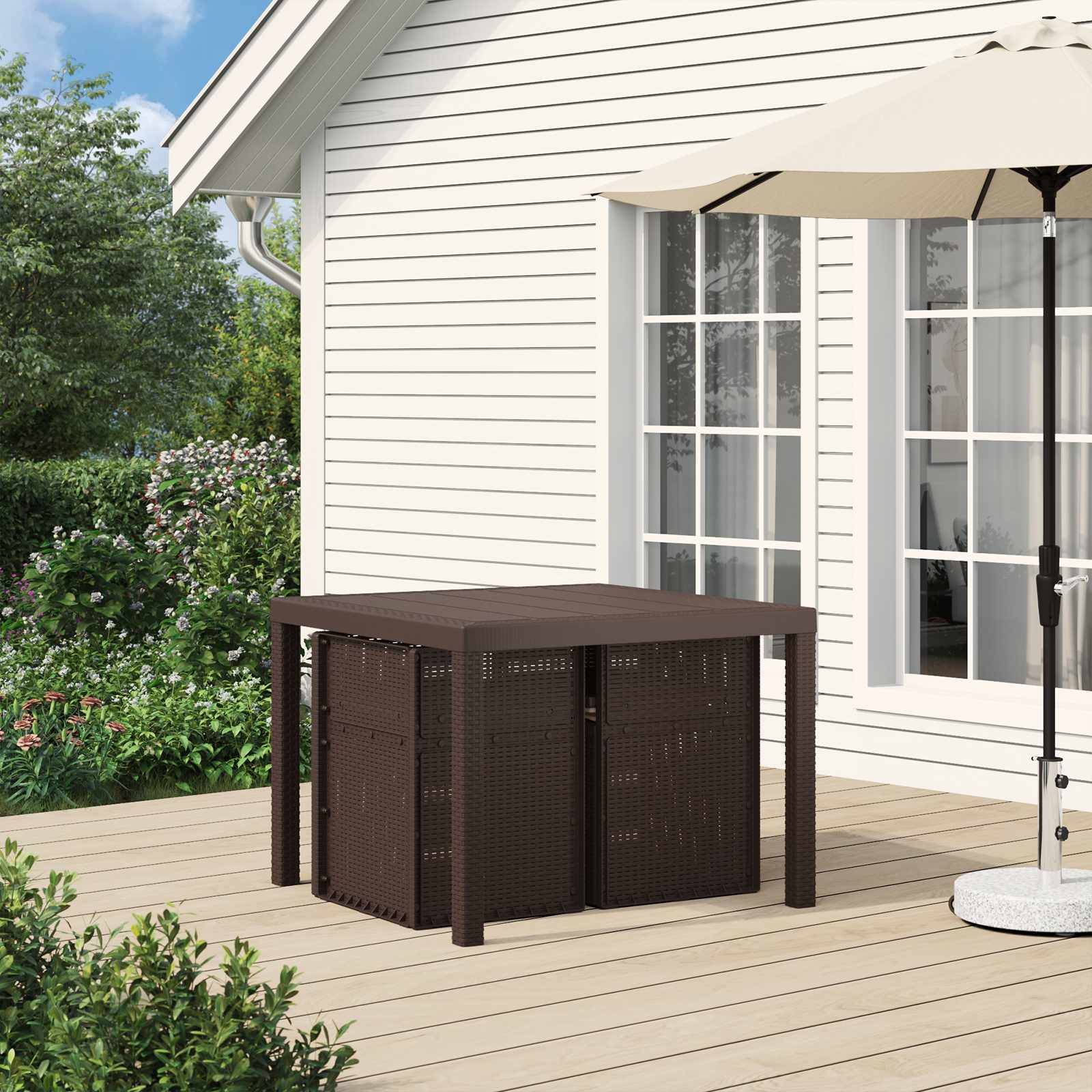 Chaises de jardin polypropylène marron et taupe 53 x 47 x 88.5 cm - PANGIVO - Image 3