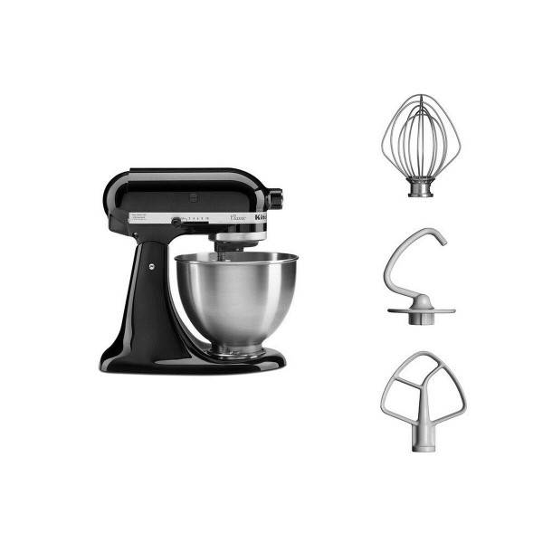 Robot pâtissier KitchenAid Classic Noir 4,3L 10 vitesses Accessoires inclus 5K45SSEOB - Imagen 7