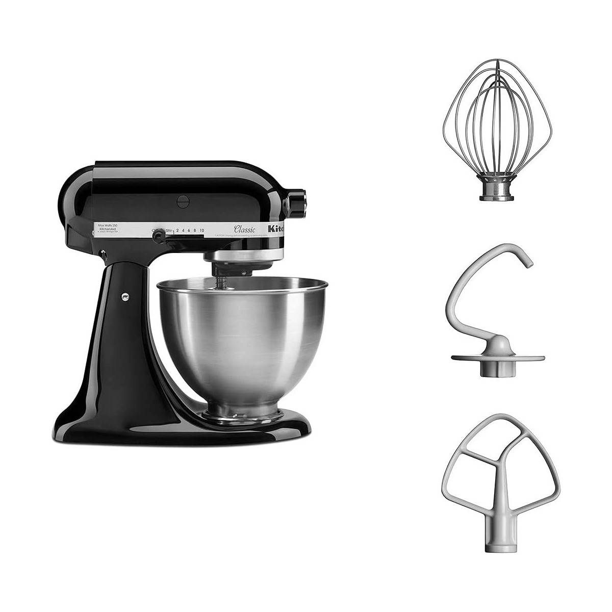 Robot pâtissier KitchenAid Classic Noir 4,3L 10 vitesses Accessoires inclus 5K45SSEOB - Imagen 2