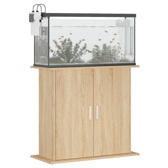 Meuble pour Aquarium Bois d'Ingénierie avec Portes de Rangement 81x36x73 cm Chêne - ComfortXL Outdoor Living - Image 3