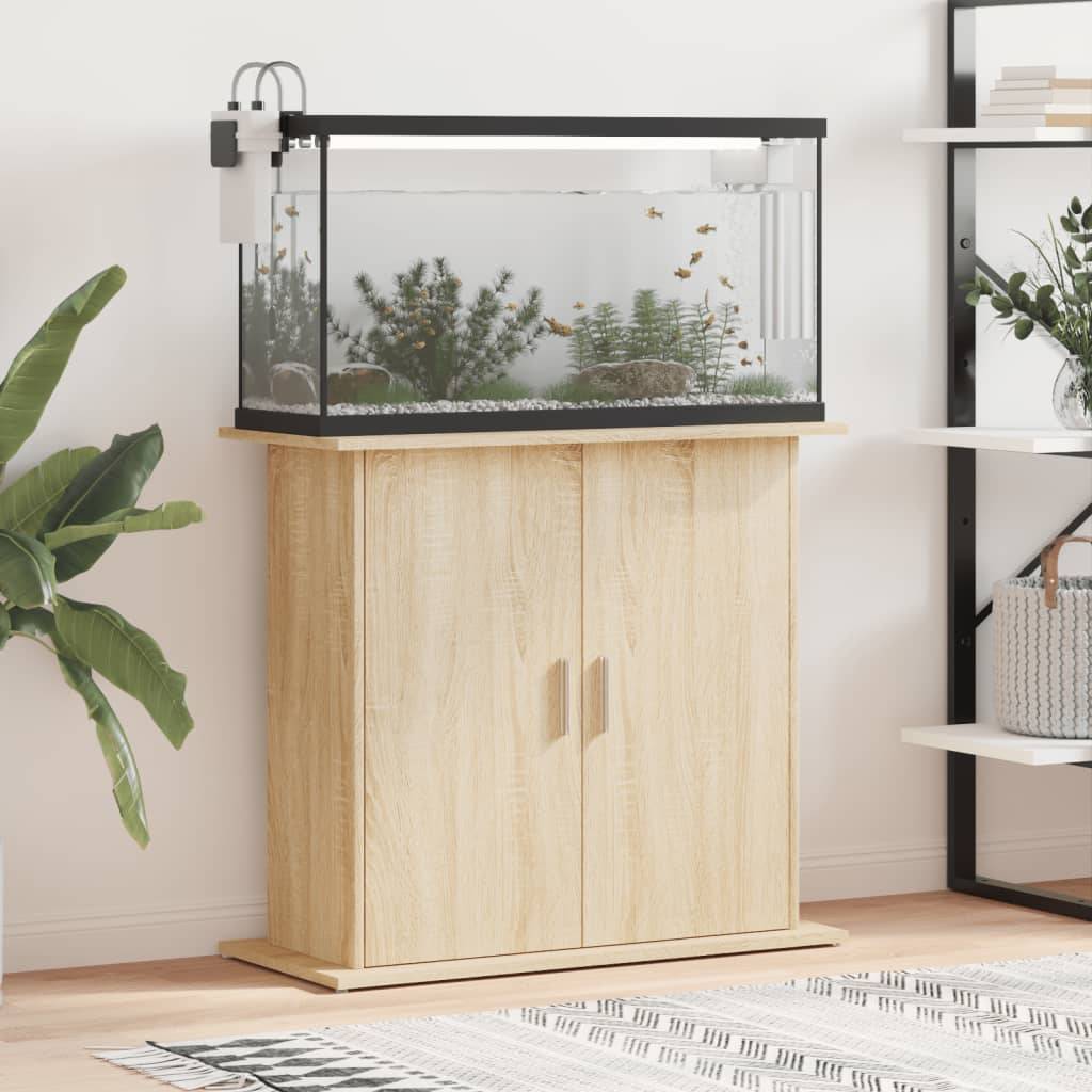 Meuble pour Aquarium Bois d'Ingénierie avec Portes de Rangement 81x36x73 cm Chêne - ComfortXL Outdoor Living - Image 1