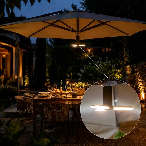 Lampe Parasol Solaire LED 500LM - Rechargeable USB & Solaire - Installation Facile pour Jardin & Terrasse - Groupe DDC - Image 1