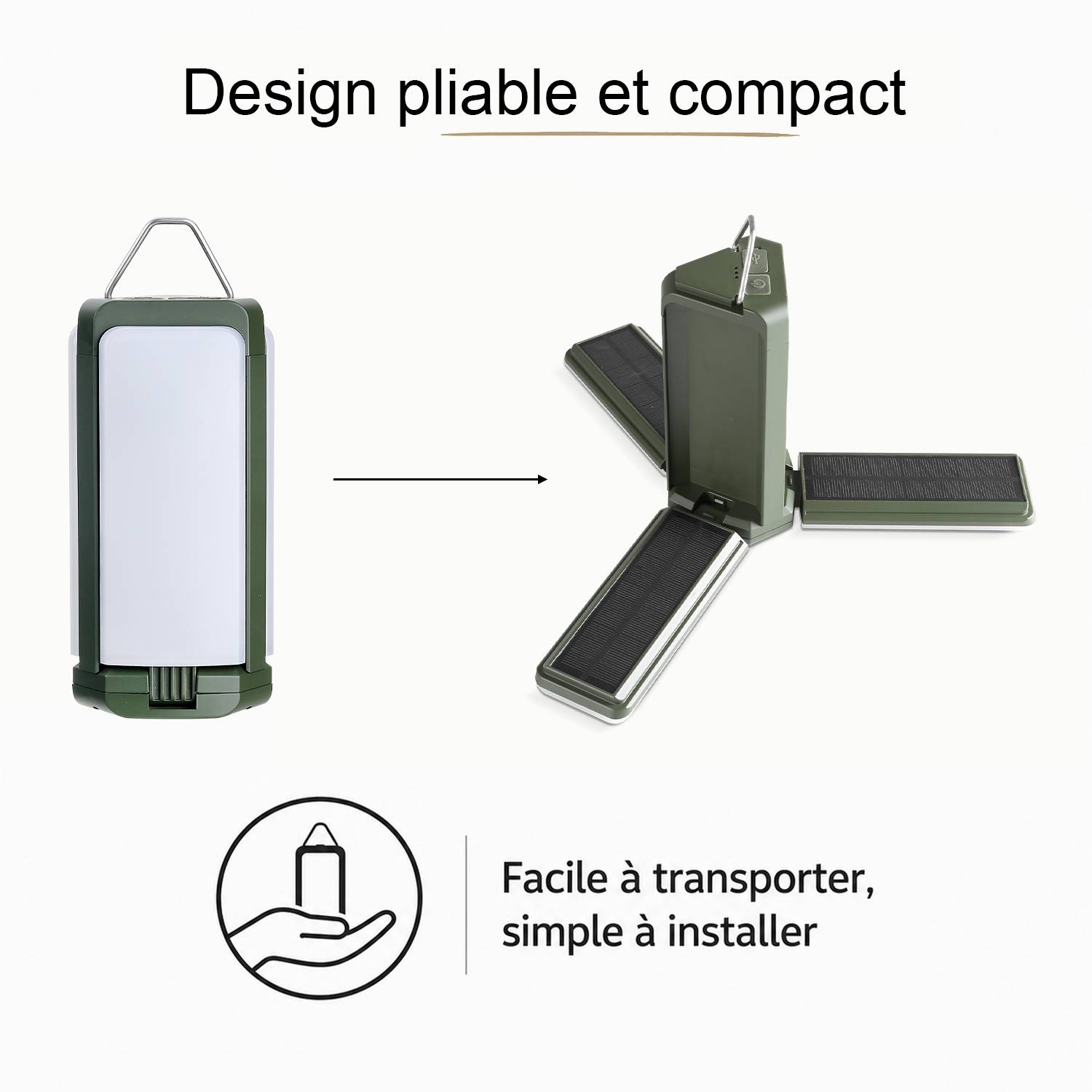 Lampe Parasol Solaire LED 500LM - Rechargeable USB & Solaire - Installation Facile pour Jardin & Terrasse - Groupe DDC - Image 7