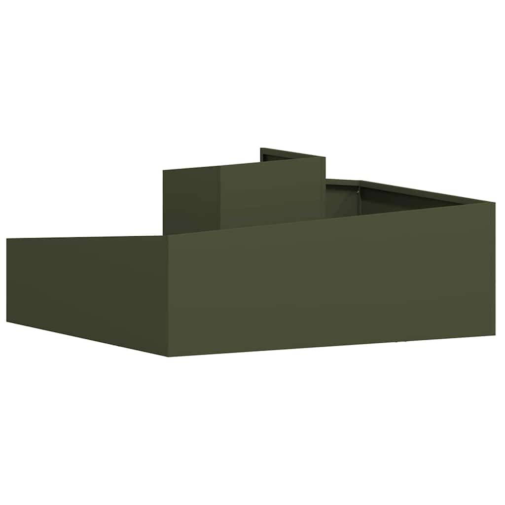 Cache-pot de jardin acier vert olive 100 x 100 x 50 cm - PANGIVO - Image 7